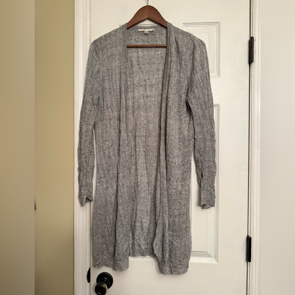 Cyrus Light Gray Open-Front Cardigan large $89 Anthropologie